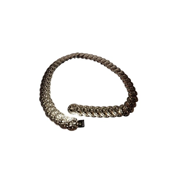 Elastic Stretch Belt Gold Tone Coin Disc Cinch Waist Jewelry 26\